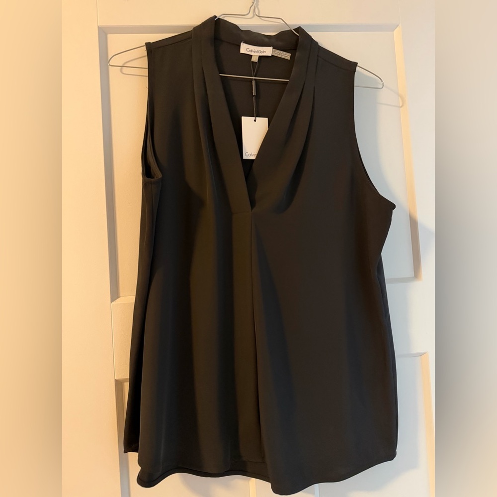 Calvin Klein Black V-Neck Blouse